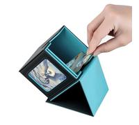Wigearss Deck Box Pour MTG, Boîte de Rangement Peut Contenir Jusqu'à 100+ Cartes, PU Leather Magnetic Box Compatible avec TCG les Cartes Magic/Commander/TCG/Cartes à Collectionner (Bleu Clair)