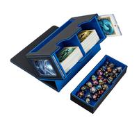 Wigearss Deck Box pour MTG, Peut Contenir Jusqu'à 300+ Cartes, avec 2 Intercalaires et Plateaux à Dés, Boîte de Rangement en Cuir PU pour Magic/TCG/Cartes à Collectionner - Bleu et Noir