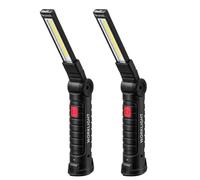 Wigearss Lampe Baladeuse LED Mécanicien Rechargeable, Lot de 2 | Lampe de Travail COB Pliable, 5 Modes, Rotation 360°, Base Magnétique et Crochet, Jusqu'à 3 h, Micro USB