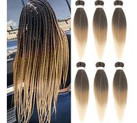 WIGENIUS Rajout Cheveux tressés pré-étirés 50.8cm EZ Braids 6 paquets/Lot en Fiber synthétique professionnelle meches pour Tresses de crochet Yaki Texture Tressage Extensions de cheveux(T1B/27/613)