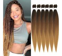 WIGENIUS Rajout Cheveux tressés pré-étirés 76cm EZ Braids Ombre 6 paquets/Lot synthétique meches extension cheveux pour Tresses africaine Yaki Texture Knotless Tressage Extensions de cheveux(1B/30/27)
