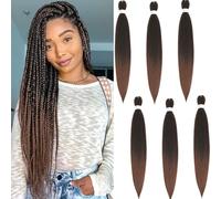 WIGENIUS Rajout Cheveux tressés pré-étirés 76cm EZ Braids Ombre 6 paquets/Lot synthétique meches extension cheveux pour Tresses africaine Yaki Texture Knotless Tressage Extensions de cheveux(1B/30)