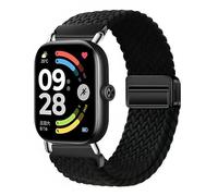 Wigento Bracelet de montre élastique en nylon tressé pour Honor Watch X5, fermeture magnétique, réglable, confortable, tressé (noir)