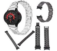 Wigento Bracelet de rechange Deluxe pour Samsung Galaxy Watch 6/5/4 40 44 mm/Watch 5 Pro 45 mm/Watch 6/4 Classic 43 47 mm/42 46 mm Deluxe Bracelet de rechange diamant en acier inoxydable argenté