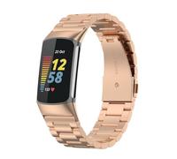 Wigento Bracelet de rechange en acier pour montre connectée Fitbit Charge 6/5 Rose