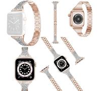 Wigento Bracelet de rechange style diamant pour Apple Watch Series Ultra 1 + 2 49 mm 9 8 7 45/6 SE 5 4 44/3 2 1 42 mm