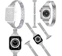 Wigento Bracelet de rechange style diamant pour Apple Watch Series Ultra 1 + 2 49 mm 9 8 7 45/6 SE 5 4 44/3 2 1 42 mm