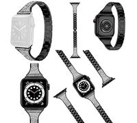 Wigento Bracelet de rechange style diamant pour Apple Watch Series Ultra 1 + 2 49 mm 9 8 7 45/6 SE 5 4 44/3 2 1 42 mm
