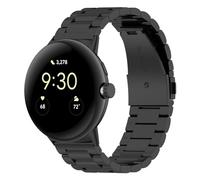 Wigento Bracelet en acier inoxydable pour Google Pixel Watch 4/3/2/1 45 mm, boucle déployante, réglable, robuste et élégant, bracelet de montre en métal (noir)