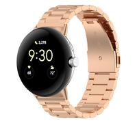 Wigento Bracelet en acier inoxydable pour Google Pixel Watch 4/3/2/1 45 mm, boucle déployante, réglable, robuste et élégant, bracelet de montre en métal (or rose)