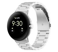 Wigento Bracelet en acier inoxydable pour Google Pixel Watch 4/3/2/1 45 mm, boucle déployante, réglable, robuste et élégant, bracelet de montre en métal (argent)