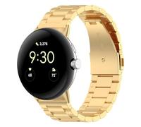 Wigento Bracelet en acier inoxydable pour Google Pixel Watch 4/3/2/1 45 mm, boucle déployante, réglable, robuste et élégant, bracelet de montre en métal (doré)