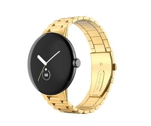 Wigento Bracelet en acier inoxydable pour Google Pixel Watch 4/3/2/1 45 mm, boucle déployante, réglable, robuste et élégant, bracelet de montre en métal (doré)