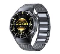 Wigento Bracelet en acier inoxydable pour Huawei Watch GT 6 Pro, fermeture magnétique, réglable, respirant, en métal (gris titane)