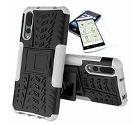 Wigento Coque de protection hybride pour Huawei P Smart Plus/Nova 3i Noir/blanc avec verre trempé 0,3 mm H9 Film de protection d'écran en verre blindé