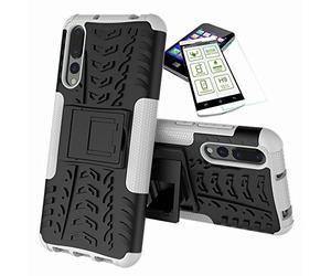 Wigento Coque de protection hybride pour Huawei P Smart Plus/Nova 3i Noir/blanc avec verre trempé 0,3 mm H9 Film de protection d'écran en verre blindé