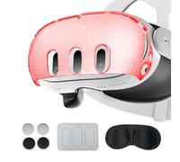 Wigento Coque de protection pour Meta Quest 3 - 7 en 1 - Rouge pailleté - Accessoires de jeu