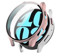 Wigento Coque de protection pour montre intelligente Samsung Galaxy Watch 6 44 mm 360 ° avec verre - Protection complète du cadre - Or rose