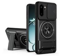 Wigento Coque de protection pour OnePlus 15R 5G, Camshield, anneau support (noir)