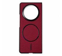Wigento Coque magnétique pour Honor Magic V6, compatible avec MagSafe, structure en carbone, résistante aux chocs, avec protection pour appareil photo (rouge)