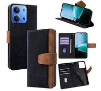 Wigento Étui de protection en cuir synthétique pour Xiaomi Redmi 15C 5G / 4G - Avec compartiments pour cartes - Protection RFID - Noir