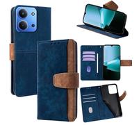 Wigento Étui de protection en cuir synthétique pour Xiaomi Redmi 15C 5G / 4G - Avec compartiments pour cartes - Protection RFID - Bleu
