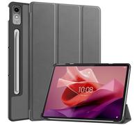Wigento Étui de protection intelligent à 3 volets pour Lenovo Tab P12 12,7" - Fonction support - Gris