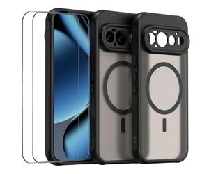 Wigento Étui de protection magnétique + 2 verres de protection pour Google | Ensemble de couverture complète, protection exacte de l'appareil photo, dos mat, cadre en TPU, coque arrière en polycarbonate