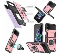 Wigento Étui de protection magnétique pour Samsung Galaxy Z Flip4 5G Design Armor Rose