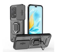 Wigento Étui de protection pour appareil photo Honor 200 Lite Sliding TPU / PC avec anneau de support Noir