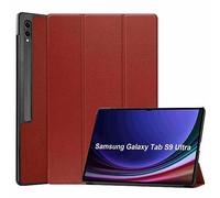 Wigento Étui de protection pour Samsung Galaxy Tab S9 Ultra X910 X916 3folt Wake Up Smart Fonction support Rouge vin