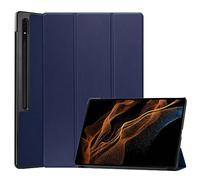 Wigento Étui de protection pour Samsung Galaxy Tab S9 Ultra X910 X916 3folt Wake Up Smart Fonction support Bleu foncé