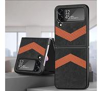 Wigento Étui de protection pour téléphone portable Samsung Galaxy Z Flip4 5G en cuir synthétique/plastique à motif en V Noir
