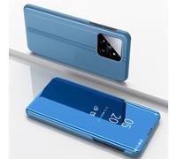 Wigento Étui de protection pour téléphone portable Xiaomi 14 View avec miroir et fonction réveil Bleu foncé
