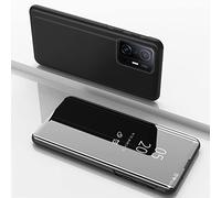 Wigento Étui de protection pour Xiaomi 13 Pro Clear View Miroir Miroir Smart Cover Noir Étui de protection Étui Nouveau Case Fonction Wake Up