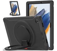 Wigento Étui de protection robuste pour Samsung Galaxy Tab A8 10.5 2021 X200 / X205 - Noir - Avec sangle de transport