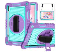 Wigento Étui de protection robuste pour Samsung Galaxy Tab S9 et S9 FE / S8 / Tab S7 - Hybride - 360 ° - Violet / bleu