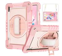 Wigento Étui de protection robuste pour Samsung Galaxy Tab S9 et S9 FE / S8 / Tab S7 - Rose hybride - Réglable à 360° - Avec dragonne