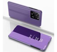 Wigento Étui miroir pour téléphone portable Xiaomi 13T/13T Pro View avec fonction réveil - Violet