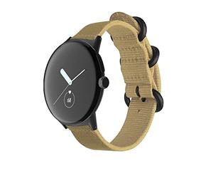 Wigento Pour Google Pixel Watch 1 + 2 bracelets en nylon tissé avec boucle en acier kaki/noir