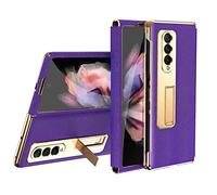 Wigento Pour Samsung Galaxy Z Fold4 5G Cadre de lentille galvanisée + étui de téléphone portable en verre dur Violet