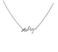WIGERLON Collier avec nom personnalisé plaqué or blanc 18 carats pour femme, Métal