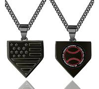 WIGERLON Collier plaque de baseball pour homme, cadeaux de baseball pour garçons - Colliers de plaque avec drapeau américain et Philippiens 4:13 I Can Do All Things., Pas de gemme