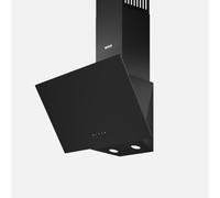 Wiggo Hotte aspirante 60 cm - Design en verre véritable sans tête, convection/air évacué, 300 m³/h, écran tactile LED, 3 vitesses, filtre à graisse inclus et 2 filtres à charbon, façade en verre (noir