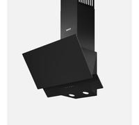 Wiggo Hotte aspirante 60 cm - Design en verre véritable sans tête, convection/air évacué, 300 m³/h, écran tactile LED, 3 vitesses, filtre à graisse inclus et 2 filtres à charbon, façade en verre (noir