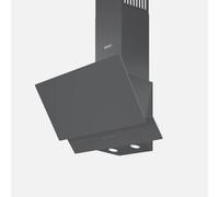 Wiggo Hotte aspirante 60 cm - Design en verre véritable sans tête, convection/air évacué, 300 m³/h, écran tactile LED, 3 vitesses, filtre à graisse inclus et 2 filtres à charbon, façade en verre (gris