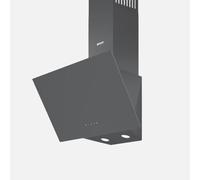 Wiggo Hotte aspirante 60 cm - Design en verre véritable sans tête, convection/air évacué, 300 m³/h, écran tactile LED, 3 vitesses, filtre à graisse inclus et 2 filtres à charbon, façade en verre (gris