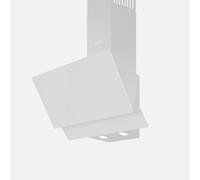 Wiggo Hotte aspirante 60 cm - Design en verre véritable sans tête, recirculation/vidage, 300 m³/h, écran tactile LED, 3 vitesses, filtre à graisse inclus et 2 filtres à charbon, façade en verre (blanc