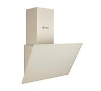 Wiggo Hotte aspirante 60 cm sans tête I évacuation d'air recirculation 300 m³/h - Écran tactile LED 3 niveaux I Hotte inclinée avec filtre à graisse & 2 filtres à charbon I avec façade en verre crème