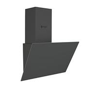 Wiggo Hotte aspirante 60 cm sans tête I évacuation d'air recirculation 300 m³/h - Écran tactile LED 3 niveaux I inclinée avec filtre à graisse & 2 filtres à charbon I avec façade en verre gris